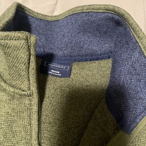 Crown & Ivy Men's Olive Quarter Zip-Up Sweater